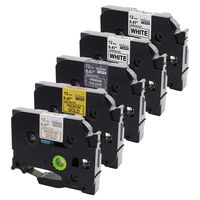 Compatible Label Tape 1/2Inch TZe Tape TZe-231 TZe-PR234 TZe-PR935 TZe-PR831 (Black on Glitter Gold/White on Glitter Silver/Gold on Glitter White/Black on White) for TZe Label