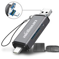 USB 3.0 Computer TF/SD Card Reader - Read 2 Cards Simultaneously, Aidisun External Compact Fast Type USB C OTG Memory Card Reader Adapter for Android Phone/Tablet, Mac, Windows, Linux, PC/Laptop