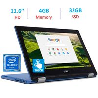 Acer Chromebook R11 11.6-inch Touchscreen HD IPS Display 360-Degree Hinge Laptop PC, Intel Celeron N3060 Processor, 4GB RAM, 32GB SSD, Webcam, Bluetooth, HDMI, 802.11ac WiFi, Google Chrome OS