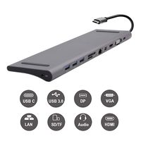 USB C Hub,Docking Station Aluminum Multi-Function 11 in 1 Hub MacBook Pro, Mini Display Port,Gigabit Ethernet,3.0 USB Ports,SD Card, Headphone/Speaker Connections,HDMI/VGA/SD/TF/RJ45/USB-C Converter