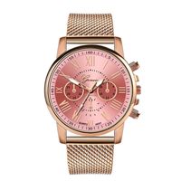 Cliramer Fashion Women Luxury Mesh Strap Luxury Quartz Sport Military Watch Clock Stainless Steel Wristwatches (Pink)
