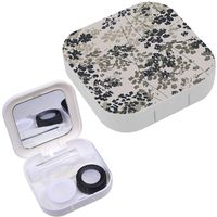 Portable Contact Lens Case Box Travel Kit Mirror + Bottle + Tweezers Container Holder [ Floral ]