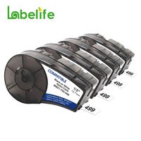 Labelife Compatible Label Tape Replacement for Brady M21-750-499 High Adhesion Nylon Label Tape, Brady Labels 3/4 Black on White Nylon Cloth Film, 0.75" x 16', for BMP21-PLUS/ID PAL/BMP21-LAB, 4 Pack