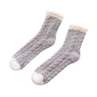 Women Solid Plush Slipper Sock Winter Socks Cotton Crew Socks Wave Dot Multi-Color Fuzzy Warm Indoor Home