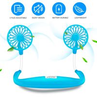 USB Neckband Fan Rechargeable Hand Free Personal Fan with Dual Wind Head Fan Wearable Fan for Camping Traveling