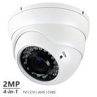 Analog CCTV Camera HD 1080P 4-in-1 (TVI/AHD/CVI/CVBS) Security Dome Camera, 2.8mm-12mm Manual Focus/Zoom Varifocal Lens, Weatherproof Metal Housing 36 IR-LEDs Day & Night Monitoring (White)
