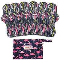 7Pcs Set Menstrual Pads Reusable Washable Microfiber Bamboo Layer Heavy Flow 13 inch Sanitay Pads with 1 Cloth Mini Wet Bag(WSD48)