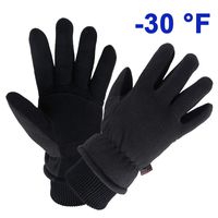 OZERO Ski Gloves Deerskin Leather Winter Thermal Glove Insulated Fleece for Snow Skiing Driving Cycling Hiking Runing Hand Warmer in Cold Weather for Men and Women Medium Black