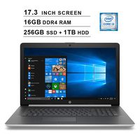 2019 Newest HP Pavilion 17.3 Inch HD Laptop (8th Gen Inter Core i3-8130U up to 3.4GHz, 16GB DDR4 RAM, 256GB SSD (Boot) + 1TB HDD, Intel UHD Graphics 620, WiFi, Bluetooth, HDMI, Windows 10, Silver)