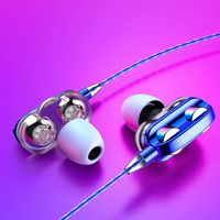 HOTUEEN in-Ear Double-Acting Double Speaker Wired Earphone with Microphone Headphones