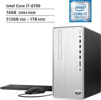 2019 HP Pavilion Business Desktop PC, Intel Hexa-Core i7-8700 Processor up to 4.60Ghz, 16GB DDR4 RAM, 512GB SSD + 1TB HDD, DVDRW, HDMI, Wireless-AC, Bluetooth, Multi-Card Reader, Windows 10