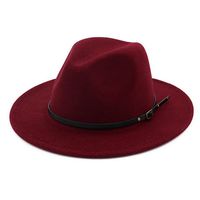 Lisianthus Women Belt Buckle Fedora Hat Claret-red