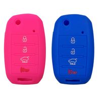 Coolbestda 2Pcs Flip Folding Key Fob Cover Skin Remote Case Keyless Entry Jacket for Kia Sorento Sportage Rio Soul Forte Optima Carens Blue Rose （Not Fit Smart Key Fob）