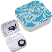 Portable Contact Lens Case Box Travel Kit Mirror + Bottle + Tweezers Container Holder [ Curling Branches ]
