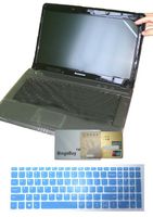 US Layout Keyboard Skin Cover + 15.6'' Anti Glare & Scratch & Fingerprint Screen Protector for Lenovo ideapad 320 (15"), 330 (15"), 330S (15"), 520 (15"), 130 (15") (Blue)