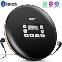 Portable CD Player with Bluetooth, Personal Compact CD Player with Earbuds/LCD Display/USB Power Adapter, Portable Disc Player with Electronic Skip Protection and Anti-Shock Function, Black