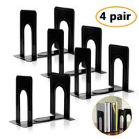 Metal Bookends, Heavy Duty Black Bookend Support, 6.5 x 5 x 5.7 Inch, Set of 2 Pairs (8)
