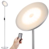 JOOFO Floor Lamp,30W/2400LM Sky LED Modern Torchiere 3 Color Temperatures Super Bright Floor Lamps-Tall Standing Pole Light with Remote Control and Touch Control for Living Room,Bed (Platinum Silver)