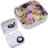 Portable Contact Lens Case Box Travel Kit Mirror + Bottle + Tweezers Container Holder [ Blots Blobs Stylized ]