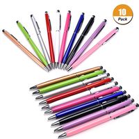 WarmShine 10 Pack Stylus Pens, 2 in 1 Capacitive Stylus and Ballpoint Pens,High Sensitivity & Precision,Universal (Random Colors)
