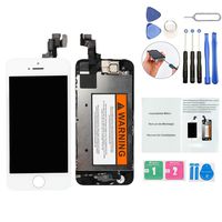 ORIWHIZ Top Grade LCD for iPhone 5S Replacement Screen with Home Button, Front Camera,Earpieces Speaker Pre Assembled Full Set Digitizer Assembly LCD Display and Repair Tool Kits and Manual White