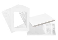Golden State Art,  Set of 10  11x14 8-ply white mat for 8x10 photo w/ Back + bags