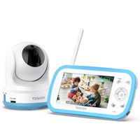 TENKER Video Baby Monitor with Camera and Audio, Baby Monitor with Night Vision, 4.3-Inch LCD Screen, 270°Pan-Tilt-Zoom, VOX, Lullaby, Two Way Talk, Temperature Detection, and Video Record (Blue-1)