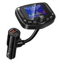 (Upgraded) Bluetooth FM Transmitter, 1.8inch Screen Radio Transmitter Car Adapter Kit, QC3.0, Dual USB Port, Hands Free Call, TF, USB Drive Aux in, EQ Mode Music Player (Automatic Frequency Search)