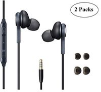 in Ear Stereo Headphones with Microphone Compatible with Galaxy S10 S10+S9/S9+ S8/S8+ Note8 / Note9 S7 S7 Edge - Earbuds 2 Pack with Extra Ear gels (necano)