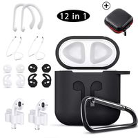KHTONE AirPods Case, 12 in 1 Silicone AirPods Accessories Set Protective Cover, Compatible with Apple AirPods Charging Case,Watch Band Airpods Holder/Ear Hooks/Keychain//Carrying Box