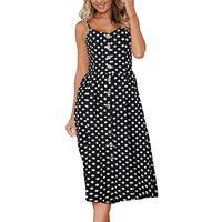 KYLEON Maxi Women's Dresses Summer Floral Bohemian Spaghetti Strap Button Down Swing Midi Dress with Pockets