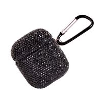 2019 Newest Luxurious Rhinestone AirPods Case with Keychain, Shockproof Protective Premium Crystal Cover Skin for AirPods Charging Case 2 & 1 (Black C16)