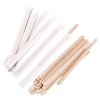 Gmark 5.5" Premium Wood Stirrer 2.3mm Thick Individual Wrapped 100 pc - Wood Coffee Stir Sticks for Tea Beverage, Corn Dog Stick Craft Stick 100/Bag GM1115C
