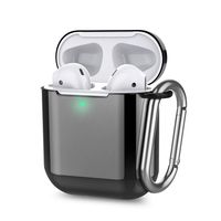 Airpods Case Cover, ZAHIUS Airpods Soft TPU Plated Protective Case Compatible with Apple Airpods 1&2[Front LED Visible][Support Wireless Charging] (Black)