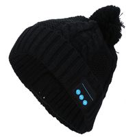 Dilwe Earphone Hat, 3 Colors Women Wireless Bluetooth Music Knitted Hat Sport Running Winter Warm Cap(Black)