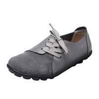 【MOHOLL 】 Women's Boat Shoe Leather Soft Mocassins Casual Flat Boat Shoes Loafers Sneakers Gray