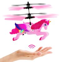 Flying Unicorn Toys Gifts for Girls 8-15 Years Old,Pink Mini RC and Hand Controlled Flying Helicopter Unicorn Fairy Toy Doll for Birthday
