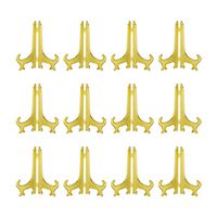 Artliving 4 inch Gold Plastic Easels or Stand/Plate Holders to Display Pictures or Other Items at Weddings, Home Decoration, Birthdays, Tables (12 Pack)
