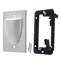 Maxmoral 1pcs Single-Gang Recessed Low Voltage Cable Plate &1pcs Mounting Bracket for TV HDTV Audio/Video Cable