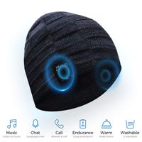 Bluetooth Beanie Hat, BCELIFE Wireless 4.0 Hands-Free Knit Music Cap with HD Stereo Speaker Headphone Headset Earphone Mic Rechargeable USB for Winter Outdoor Sports& Christmas Gifts (White + Gray)