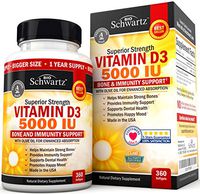 Vitamin D3 5,000 IU for Immune Support, Healthy Mood, & Bone Strength - Gluten Free & Non-GMO Vitamin D Supplement with Olive Oil for Highest Absorption - Made in USA - 360 Softgels
