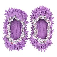 KISSTAKER One Pair Mop Cleaning Dusters House Slippers Shoes (Purple)
