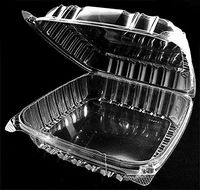 Dart Solo Dart 8" x 8"x 3" Clear Plastic Hinged Food Take-Out Container 1-Compartment (Pack of 25)