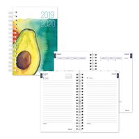 Blueline Daily Academic Planner, August 2019 to July 2020, Twin-Wire Binding, Lamination Duvet, Watercolor Design, 8 x 5 Inches, Avocado (CA213PC.04-20)
