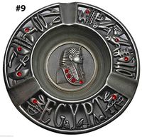 Egyptian Souvenir Metal with Stone Ashtray Plate Hand Crafted Engraved Copper Brass Decorative Decor Ancient King TUT Lotus Pharaoh Pharaohs Hieroglyphics Scarab Ankh Horus Eye Decoration Egypt 236