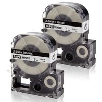 Absonic LK-2WBN LC-2WBN LC 2WBN9 SS6KW LabelWorks LK Label Tape Cartridge Compatible for Epson LW-300 LW-400 LW-500 LW-600P LW-700 LW-900P Label Maker, Black on White, 1/4" x 26', 6mm x 8m, 2-Pack