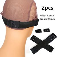 ZigZag Hair Elastic Band with Adjustable Hooks for Wigs/Lace Closure/Lace Frontal Sewing Band 1.2inch width 9.5inch length Black 2pcs (2pcs)