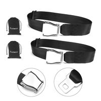Airplane Seat Belt Extender, 2 Pack Adjustable Airline Seatbelt Extenders Universal FITS All Airlines (not Southwest), Free Carrying Case - Black