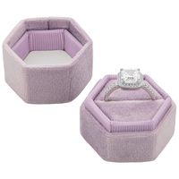Koyal Wholesale Velvet Ring Box, Hexagon Vintage Wedding Ceremony Ring Box with Detachable Lid, 2 Piece Engagement Ring Box Holder, Modern Proposal Idea (Lilac)