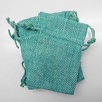 Firefly Faux Burlap Pouches w/Drawstrings, Turquoise, 6-Pack (4" x 5")